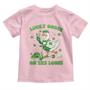 Funny Irish Goose Lover Toddler T Shirt Lucky Goose On The Loose TS12 Light Pink Print Your Wear