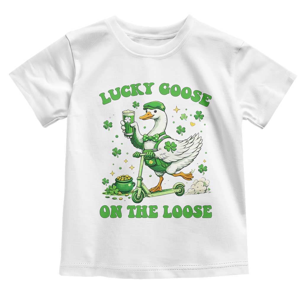 Funny Irish Goose Lover Toddler T Shirt Lucky Goose On The Loose TS12 White Print Your Wear