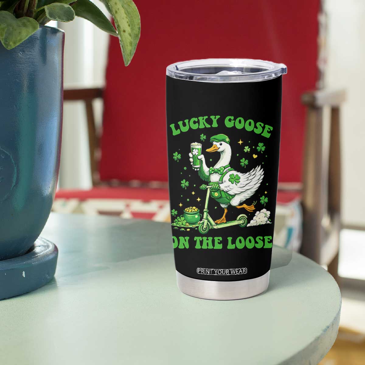Funny Irish Goose Lover Tumbler Cup Lucky Goose On The Loose TS12 Print Your Wear