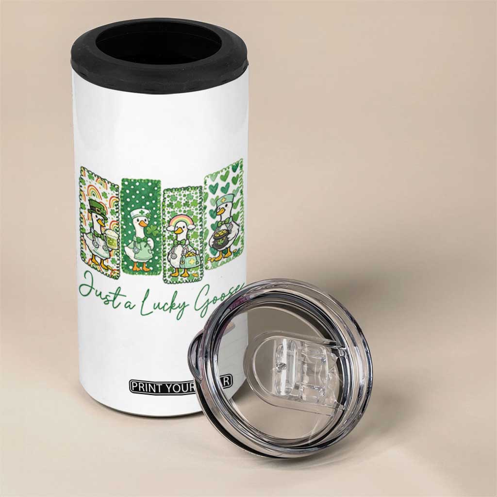 Just A Lucky Goose Nurse 4 in 1 Can Cooler Tumbler St Patricks Day Gift TS12 Print Your Wear