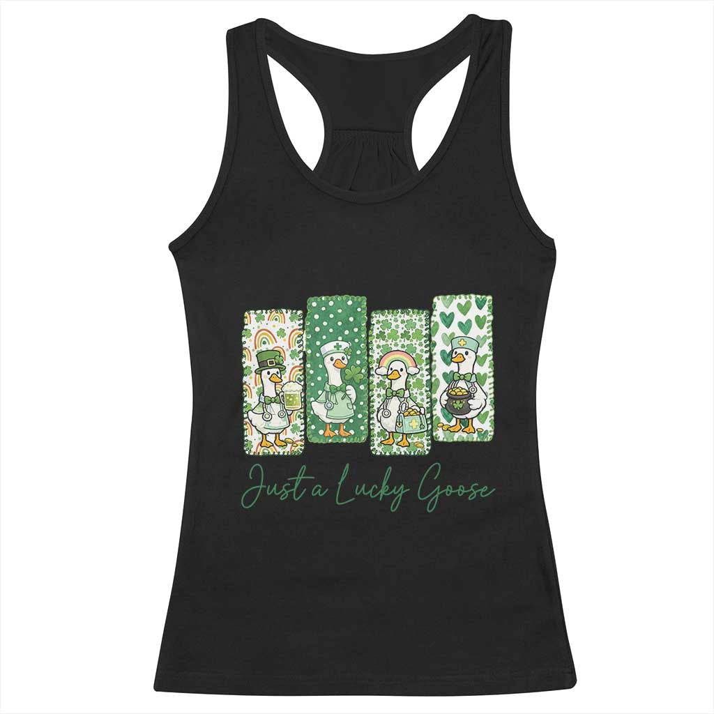Just A Lucky Goose Nurse Racerback Tank Top St Patricks Day Gift TS12 Black Print Your Wear