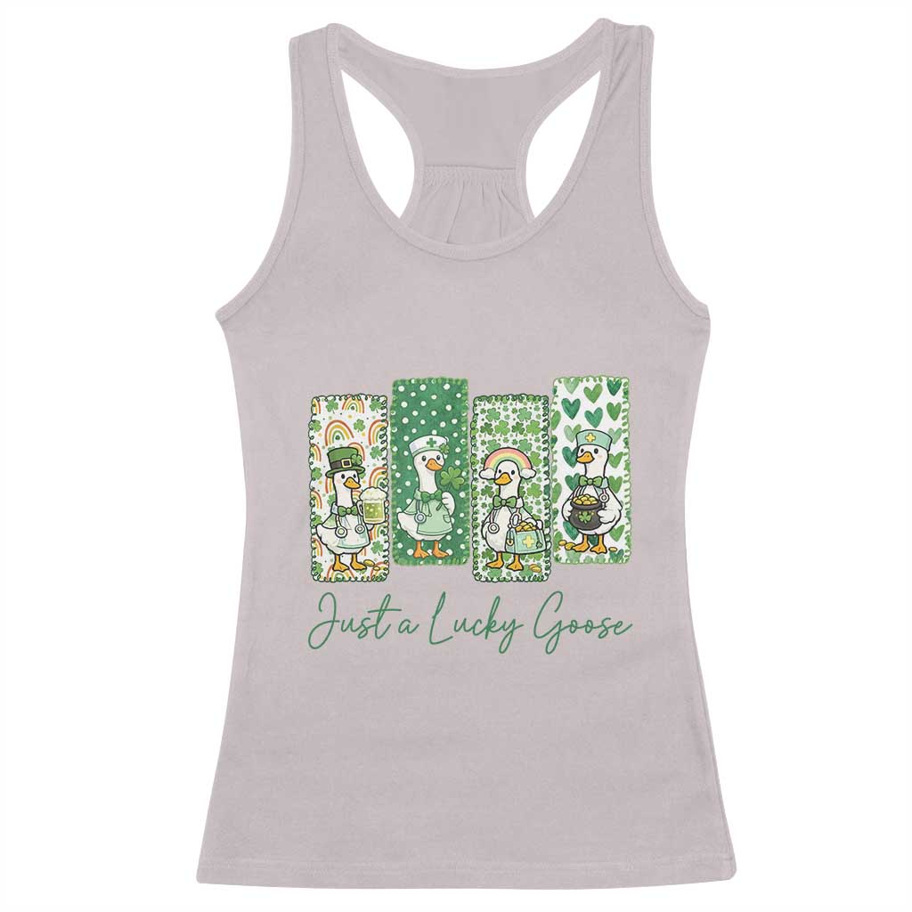 Just A Lucky Goose Nurse Racerback Tank Top St Patricks Day Gift TS12 Ice Gray Print Your Wear