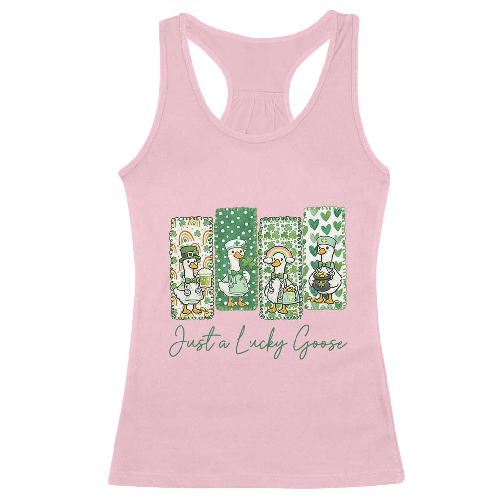 Just A Lucky Goose Nurse Racerback Tank Top St Patricks Day Gift TS12 Light Pink Print Your Wear
