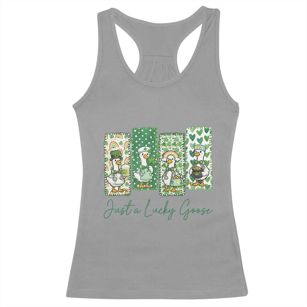 Just A Lucky Goose Nurse Racerback Tank Top St Patricks Day Gift TS12 Sport Gray Print Your Wear