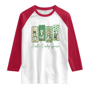 Just A Lucky Goose Nurse Raglan Shirt St Patricks Day Gift TS12 White Red Print Your Wear