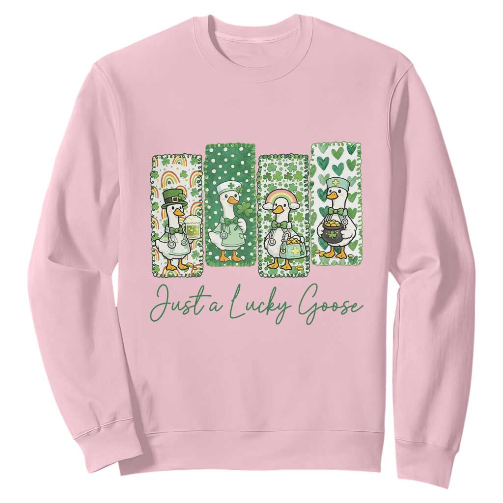 Just A Lucky Goose Nurse Sweatshirt St Patricks Day Gift TS12 Light Pink Print Your Wear