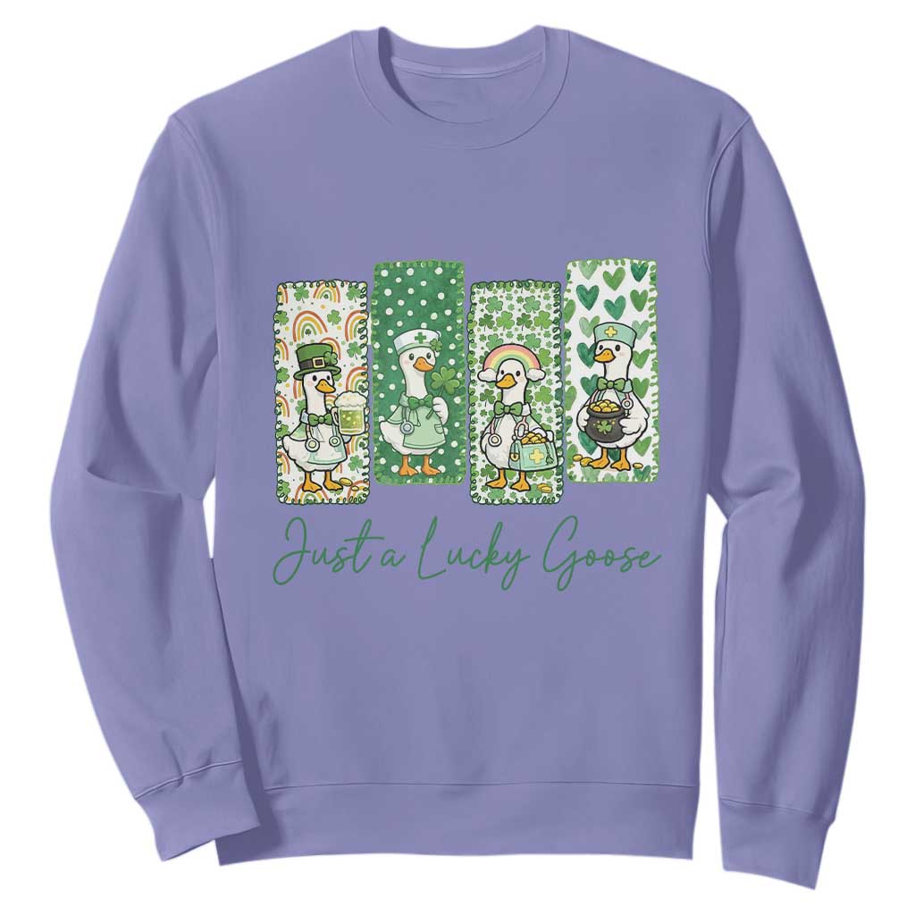 Just A Lucky Goose Nurse Sweatshirt St Patricks Day Gift TS12 Violet Print Your Wear