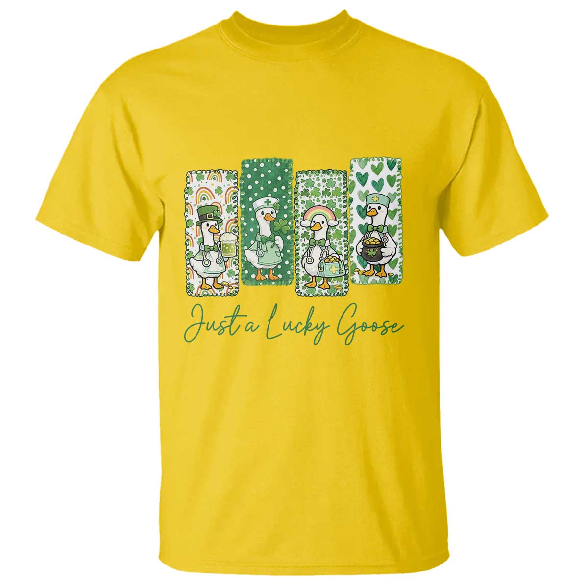 Just A Lucky Goose Nurse T Shirt St Patricks Day Gift TS12 Daisy Print Your Wear