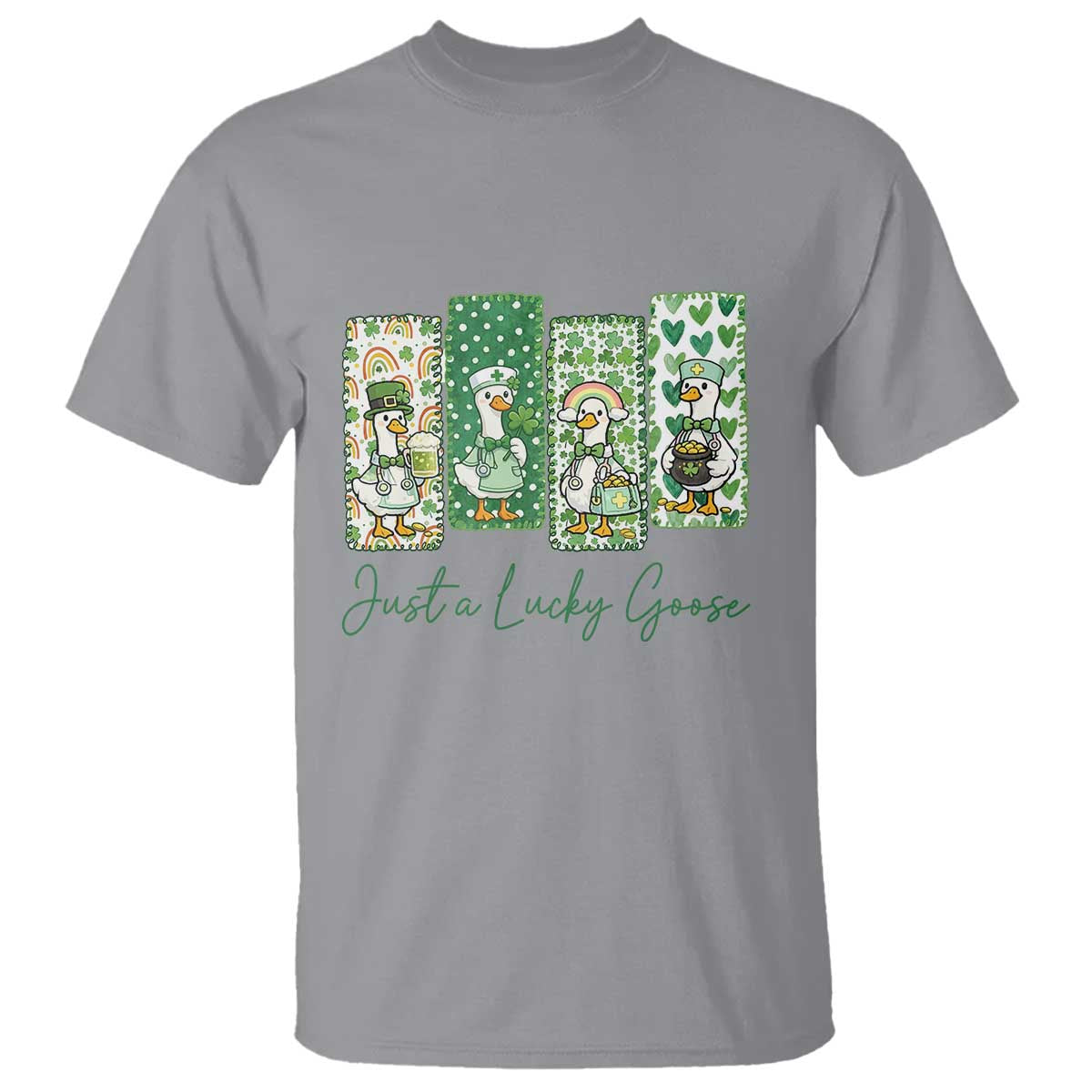 Just A Lucky Goose Nurse T Shirt St Patricks Day Gift TS12 Sport Gray Print Your Wear