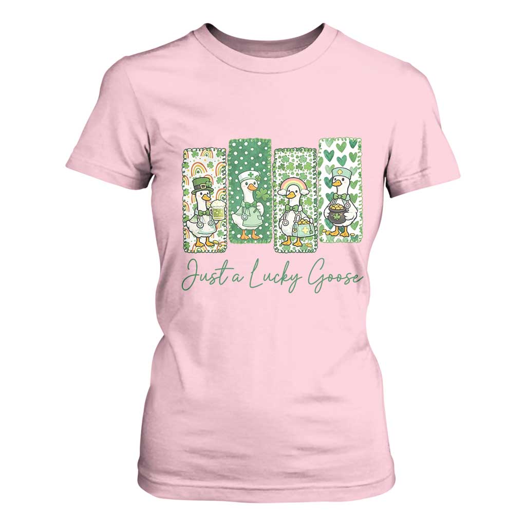 Just A Lucky Goose Nurse T Shirt For Women St Patricks Day Gift TS12 Light Pink Print Your Wear
