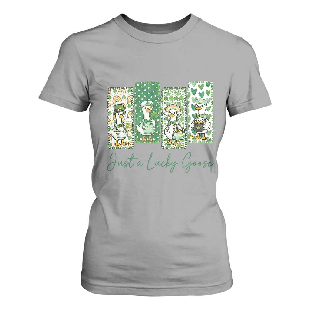 Just A Lucky Goose Nurse T Shirt For Women St Patricks Day Gift TS12 Sport Gray Print Your Wear