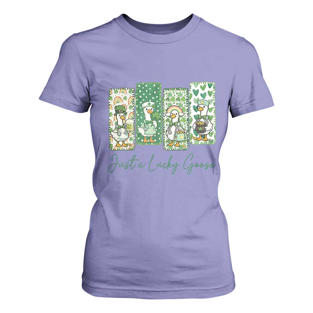 Just A Lucky Goose Nurse T Shirt For Women St Patricks Day Gift TS12 Violet Print Your Wear
