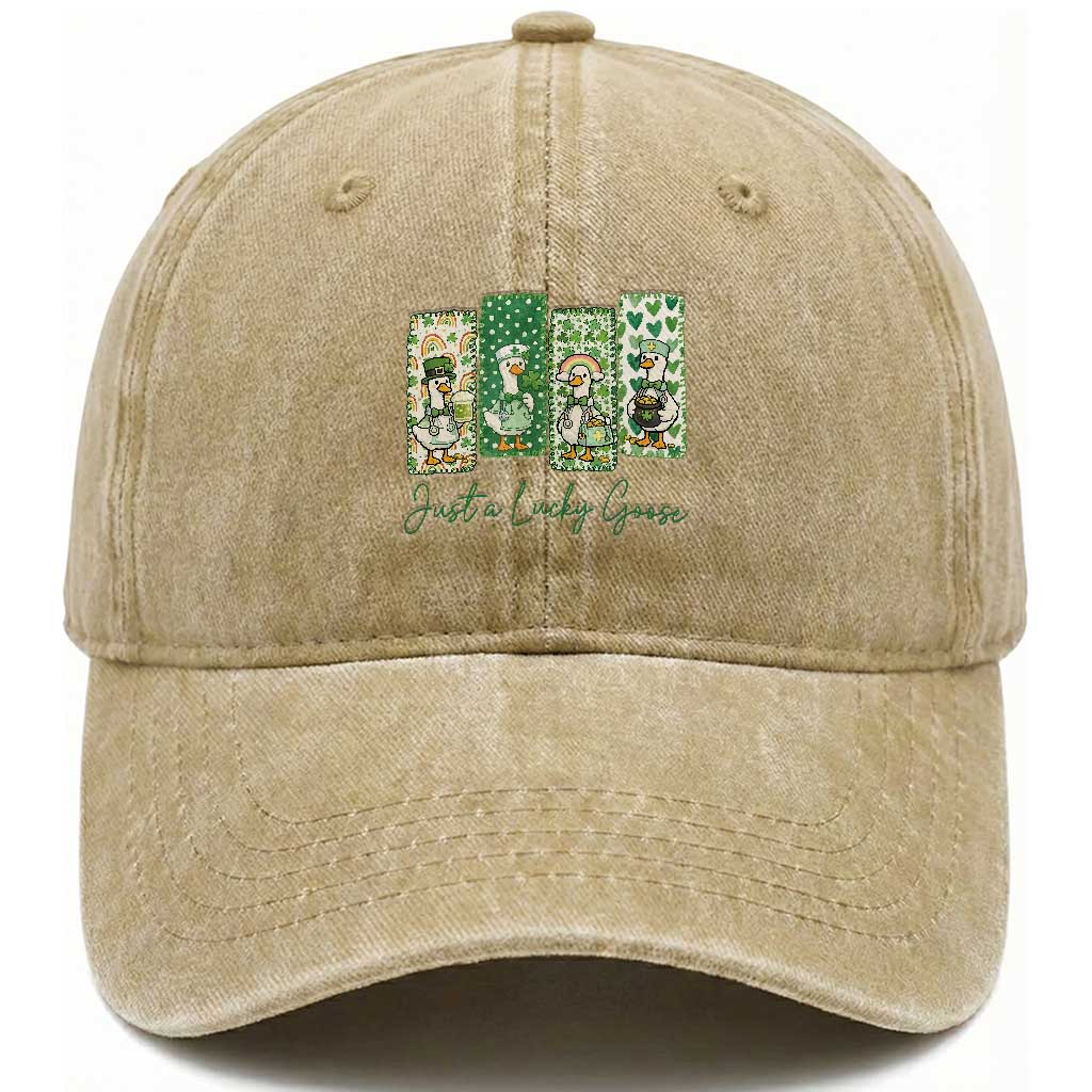 Just A Lucky Goose Nurse Washed Cotton Baseball Cap St Patricks Day Gift TS12 Print Your Wear