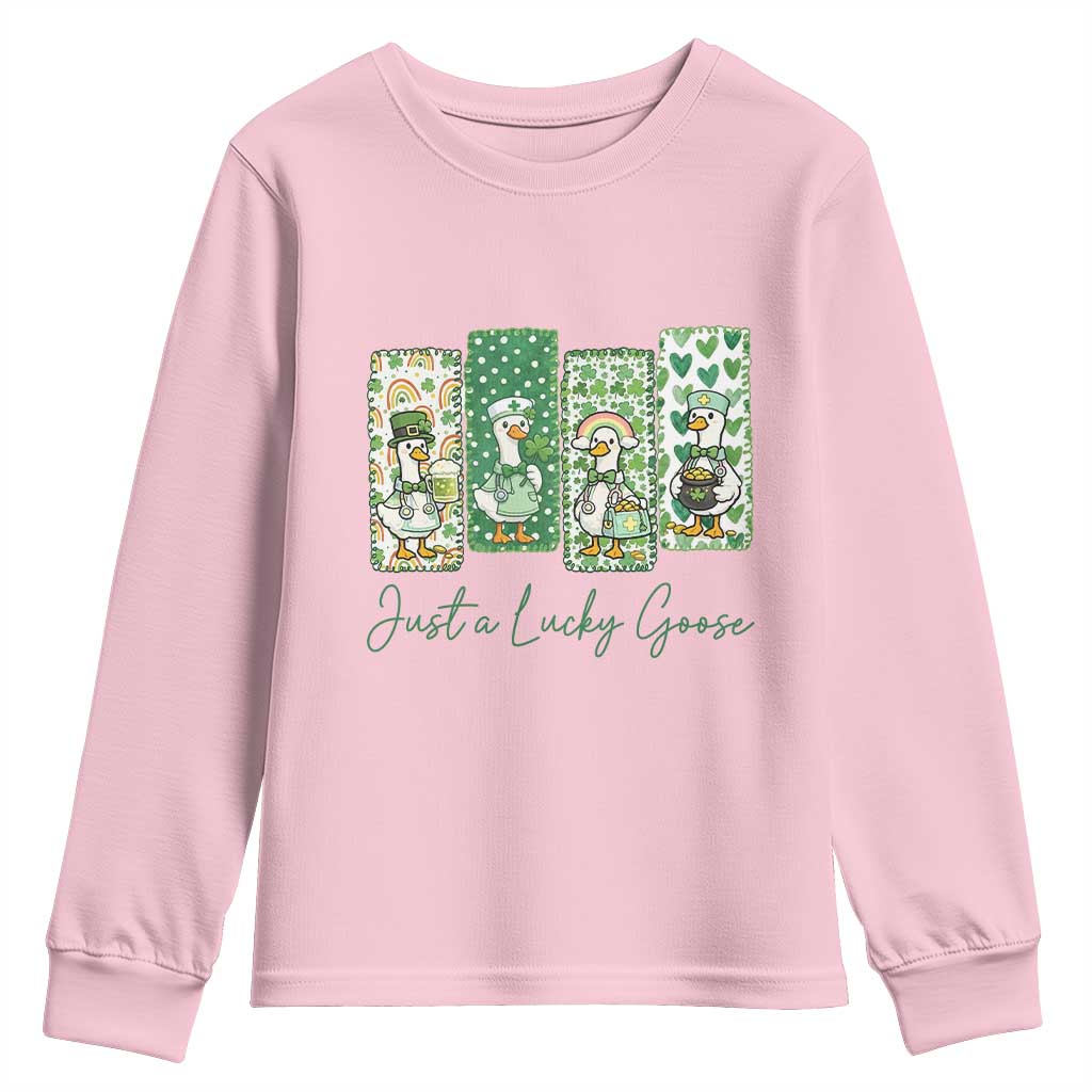 Just A Lucky Goose Nurse Youth Sweatshirt St Patricks Day Gift TS12 Light Pink Print Your Wear