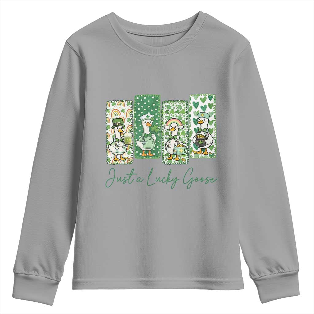 Just A Lucky Goose Nurse Youth Sweatshirt St Patricks Day Gift TS12 Sport Gray Print Your Wear