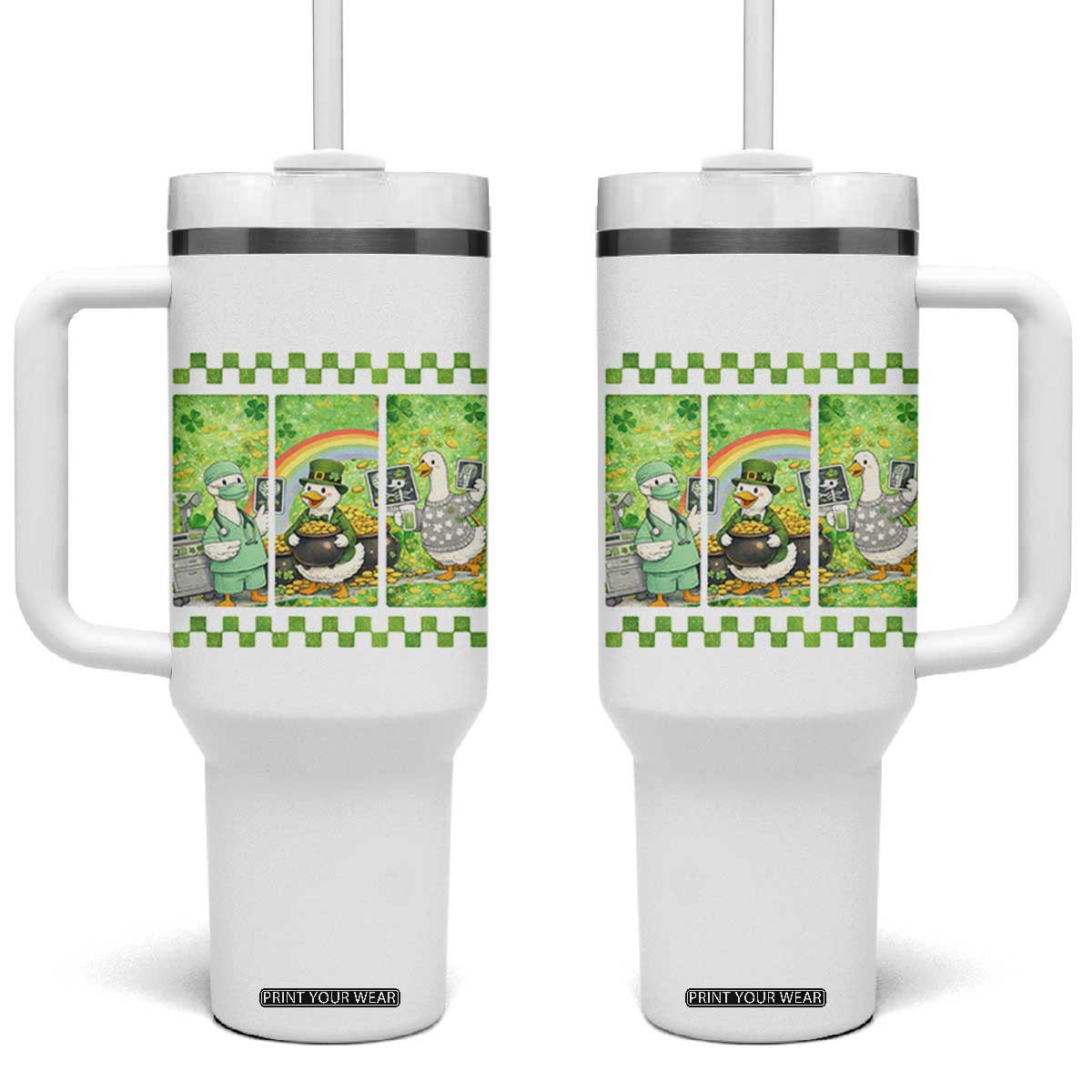 Funny Goose Radiologic Technologist Tumbler With Handle St Patricks Day Gift TS12 One Size: 40 oz White Print Your Wear