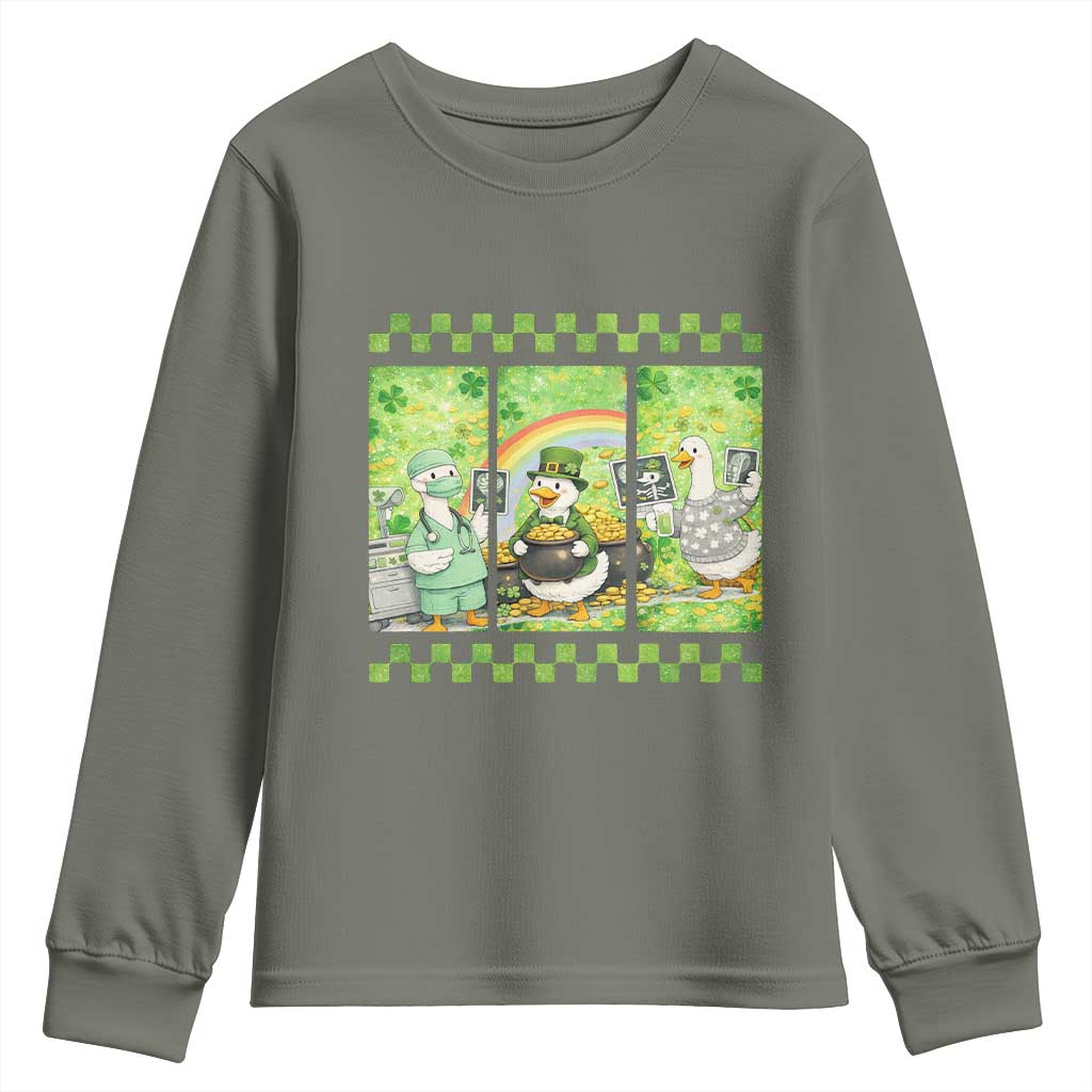 Funny Goose Radiologic Technologist Youth Sweatshirt St Patricks Day Gift TS12 Military Green Print Your Wear