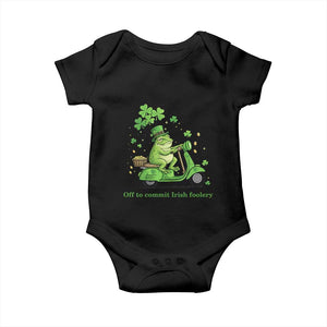 Funny Irish Frog Off To Commit Foolery Baby Onesie St Patricks Day Gift TS12 Black Print Your Wear