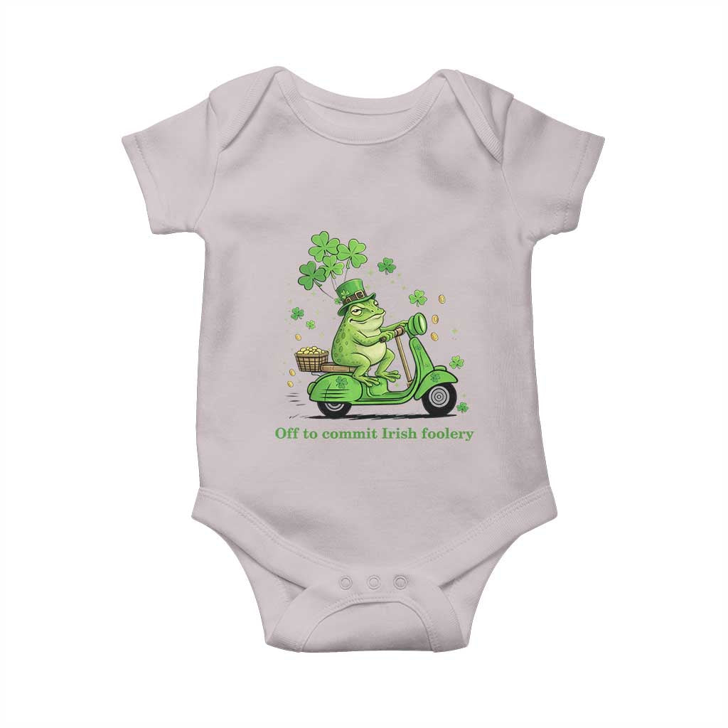 Funny Irish Frog Off To Commit Foolery Baby Onesie St Patricks Day Gift TS12 Ice Gray Print Your Wear