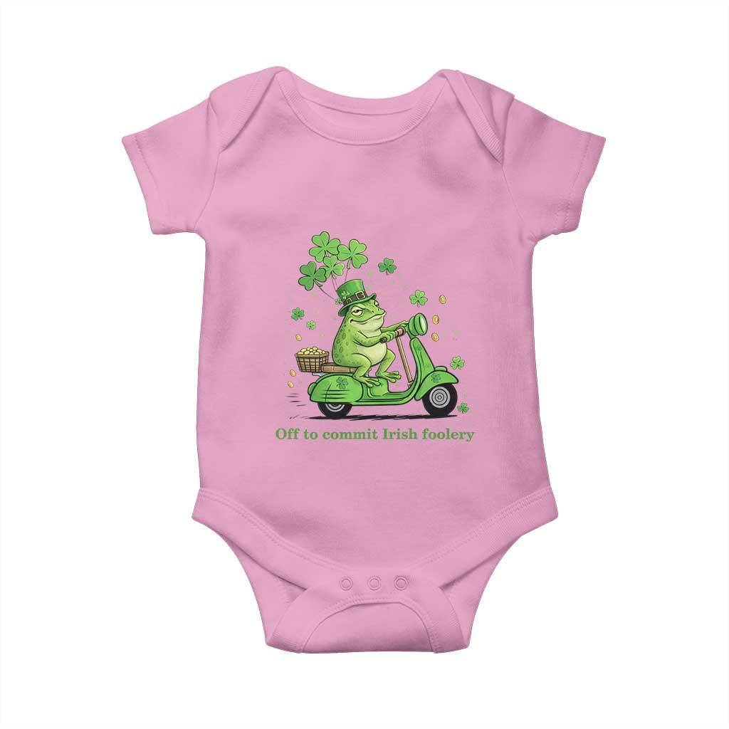 Funny Irish Frog Off To Commit Foolery Baby Onesie St Patricks Day Gift TS12 Light Pink Print Your Wear
