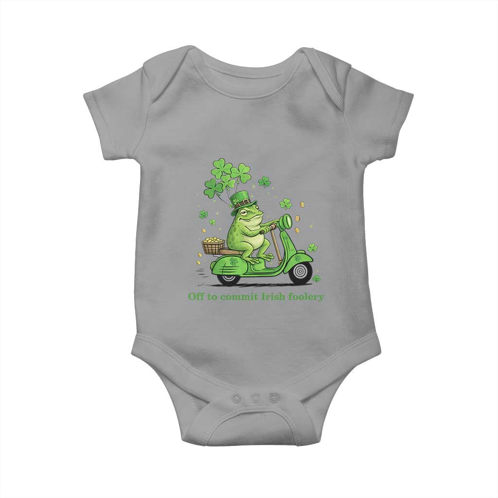Funny Irish Frog Off To Commit Foolery Baby Onesie St Patricks Day Gift TS12 Sport Gray Print Your Wear
