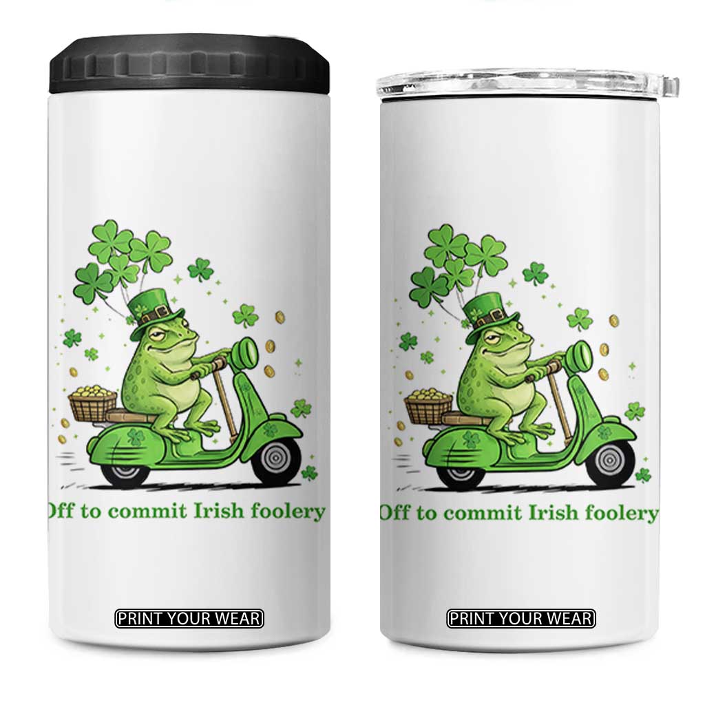 Funny Irish Frog Off To Commit Foolery 4 in 1 Can Cooler Tumbler St Patricks Day Gift TS12 One Size: 16 oz White Print Your Wear