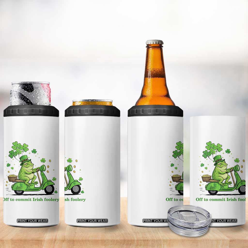 Funny Irish Frog Off To Commit Foolery 4 in 1 Can Cooler Tumbler St Patricks Day Gift TS12 Print Your Wear