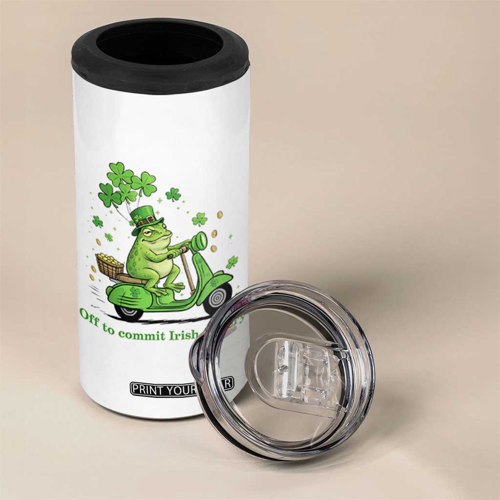 Funny Irish Frog Off To Commit Foolery 4 in 1 Can Cooler Tumbler St Patricks Day Gift TS12 Print Your Wear