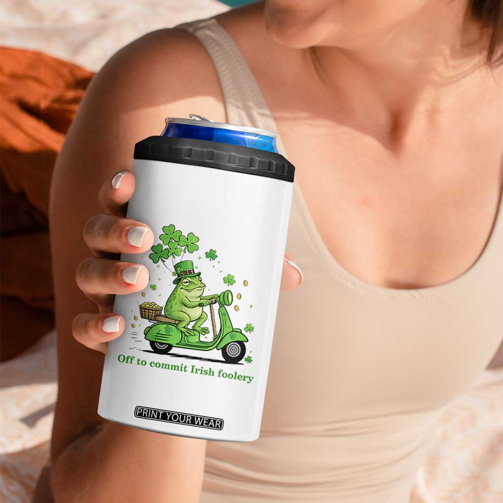 Funny Irish Frog Off To Commit Foolery 4 in 1 Can Cooler Tumbler St Patricks Day Gift TS12 Print Your Wear