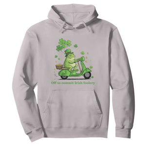 Funny Irish Frog Off To Commit Foolery Hoodie St Patricks Day Gift TS12 Ice Gray Print Your Wear