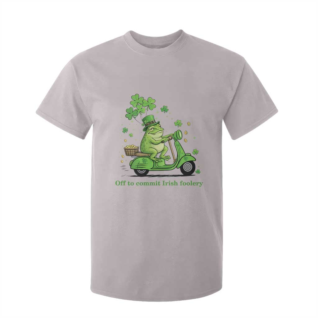 Funny Irish Frog Off To Commit Foolery T Shirt For Kid St Patricks Day Gift TS12 Ice Gray Print Your Wear