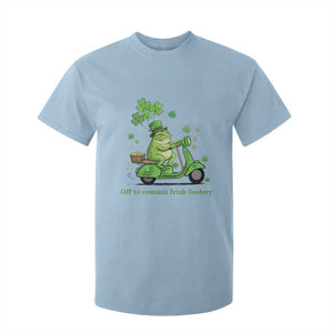 Funny Irish Frog Off To Commit Foolery T Shirt For Kid St Patricks Day Gift TS12 Light Blue Print Your Wear