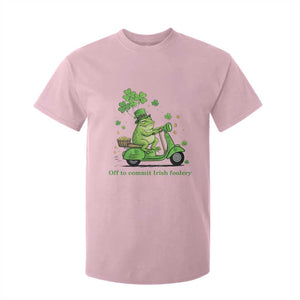 Funny Irish Frog Off To Commit Foolery T Shirt For Kid St Patricks Day Gift TS12 Light Pink Print Your Wear