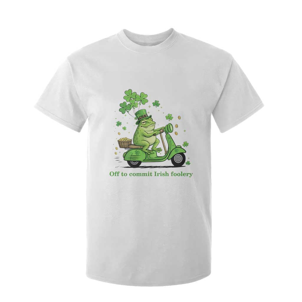 Funny Irish Frog Off To Commit Foolery T Shirt For Kid St Patricks Day Gift TS12 White Print Your Wear