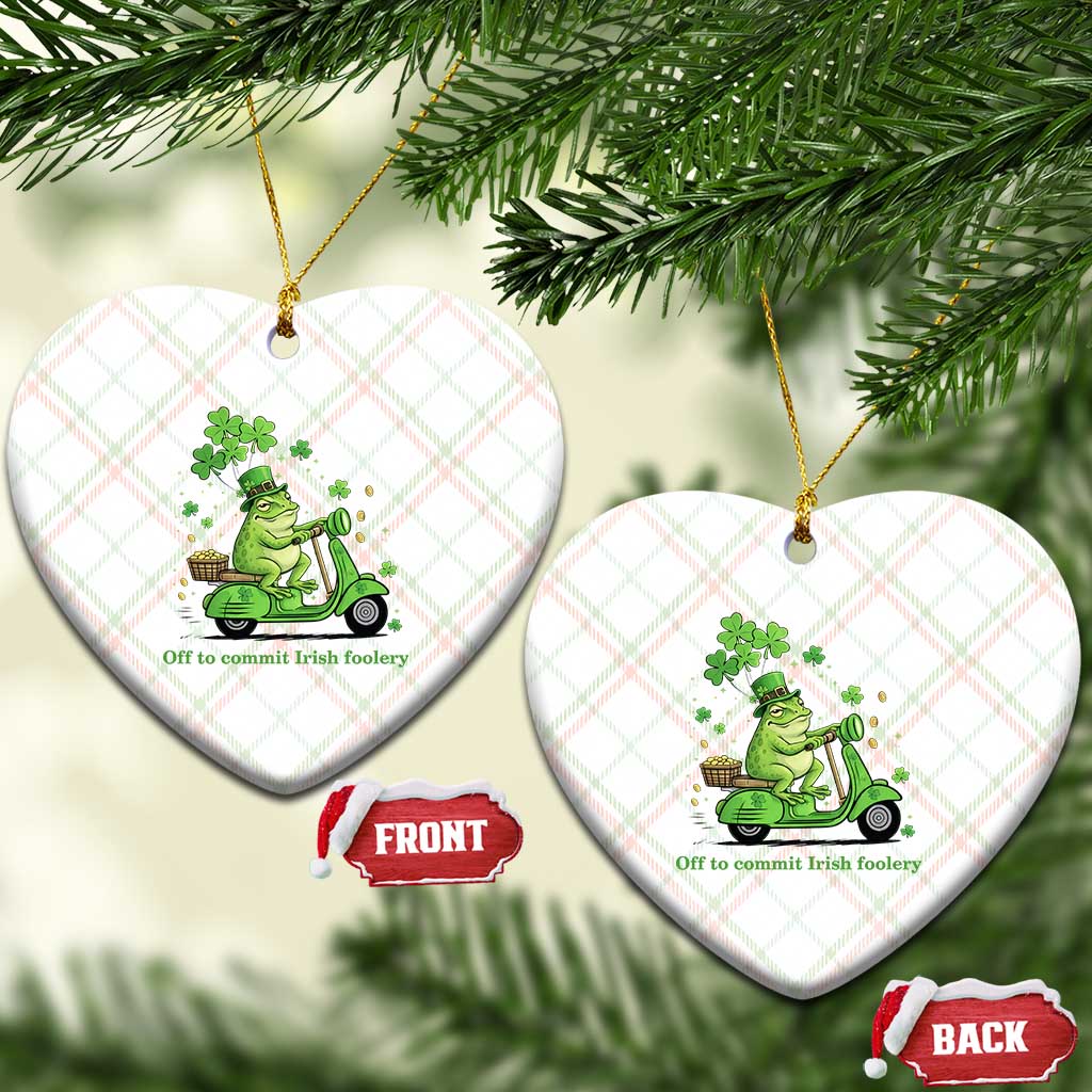 Funny Irish Frog Off To Commit Foolery Ceramic Ornament St Patricks Day Gift TS12 Print Your Wear