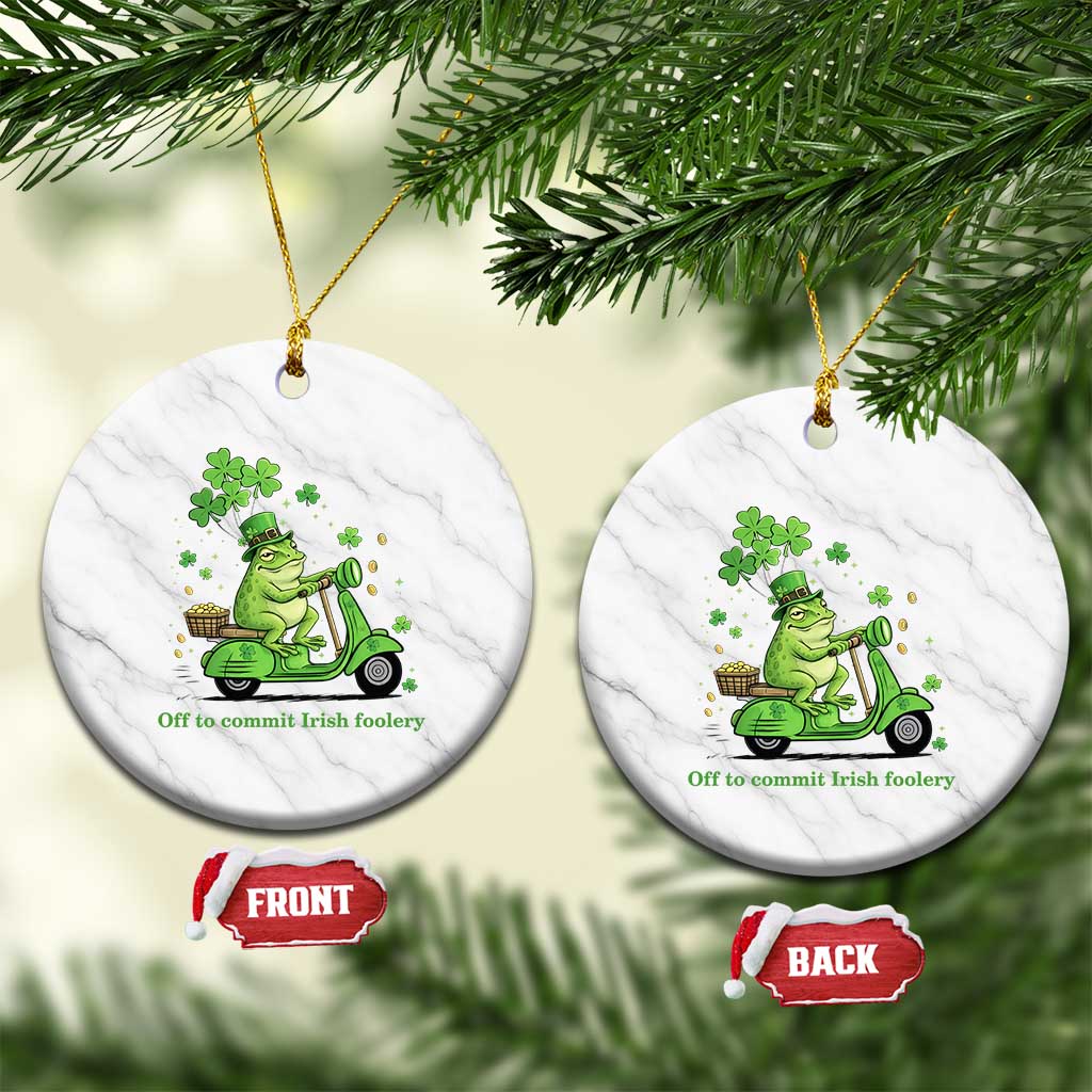 Funny Irish Frog Off To Commit Foolery Ceramic Ornament St Patricks Day Gift TS12 1pc White Marble Print Your Wear
