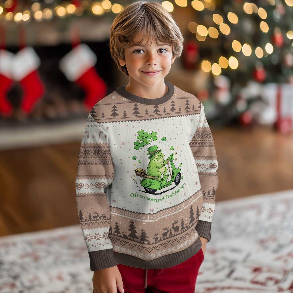 Funny Irish Frog Off To Commit Foolery Ugly Christmas Sweater St Patricks Day Gift TS12 Mocha Mousse Print Your Wear