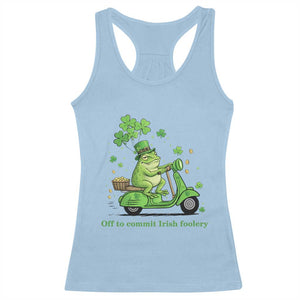 Funny Irish Frog Off To Commit Foolery Racerback Tank Top St Patricks Day Gift TS12 Light Blue Print Your Wear