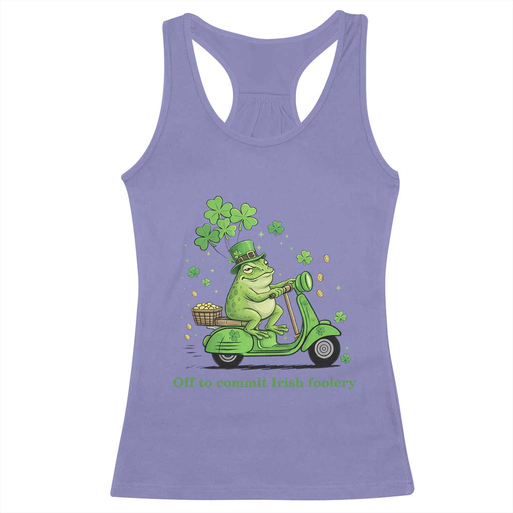 Funny Irish Frog Off To Commit Foolery Racerback Tank Top St Patricks Day Gift TS12 Violet Print Your Wear