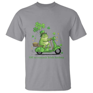 Funny Irish Frog Off To Commit Foolery T Shirt St Patricks Day Gift TS12 Sport Gray Print Your Wear