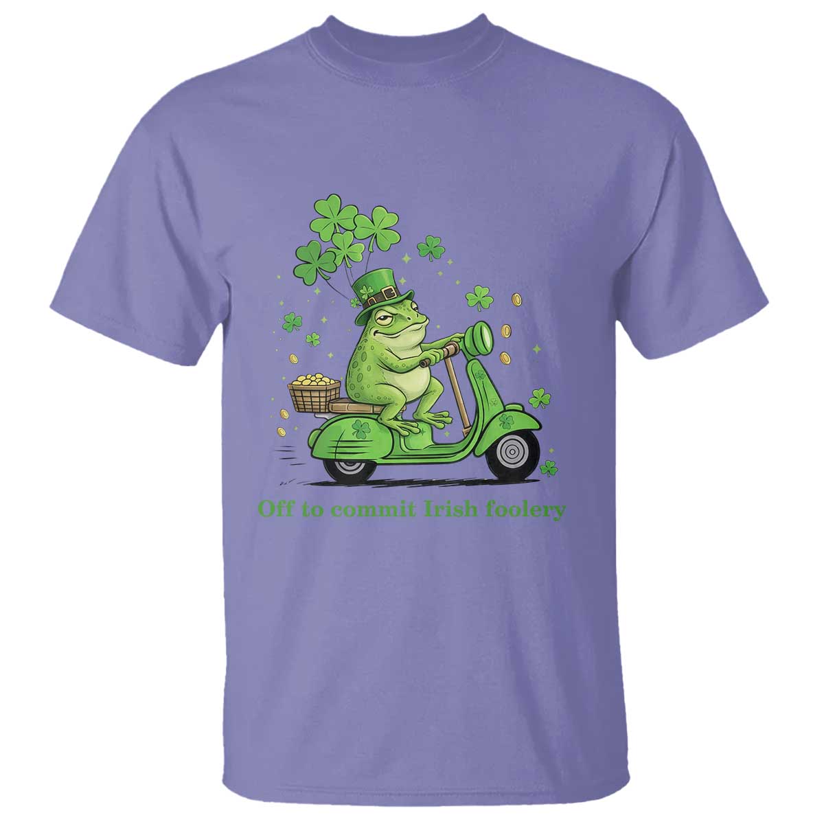 Funny Irish Frog Off To Commit Foolery T Shirt St Patricks Day Gift