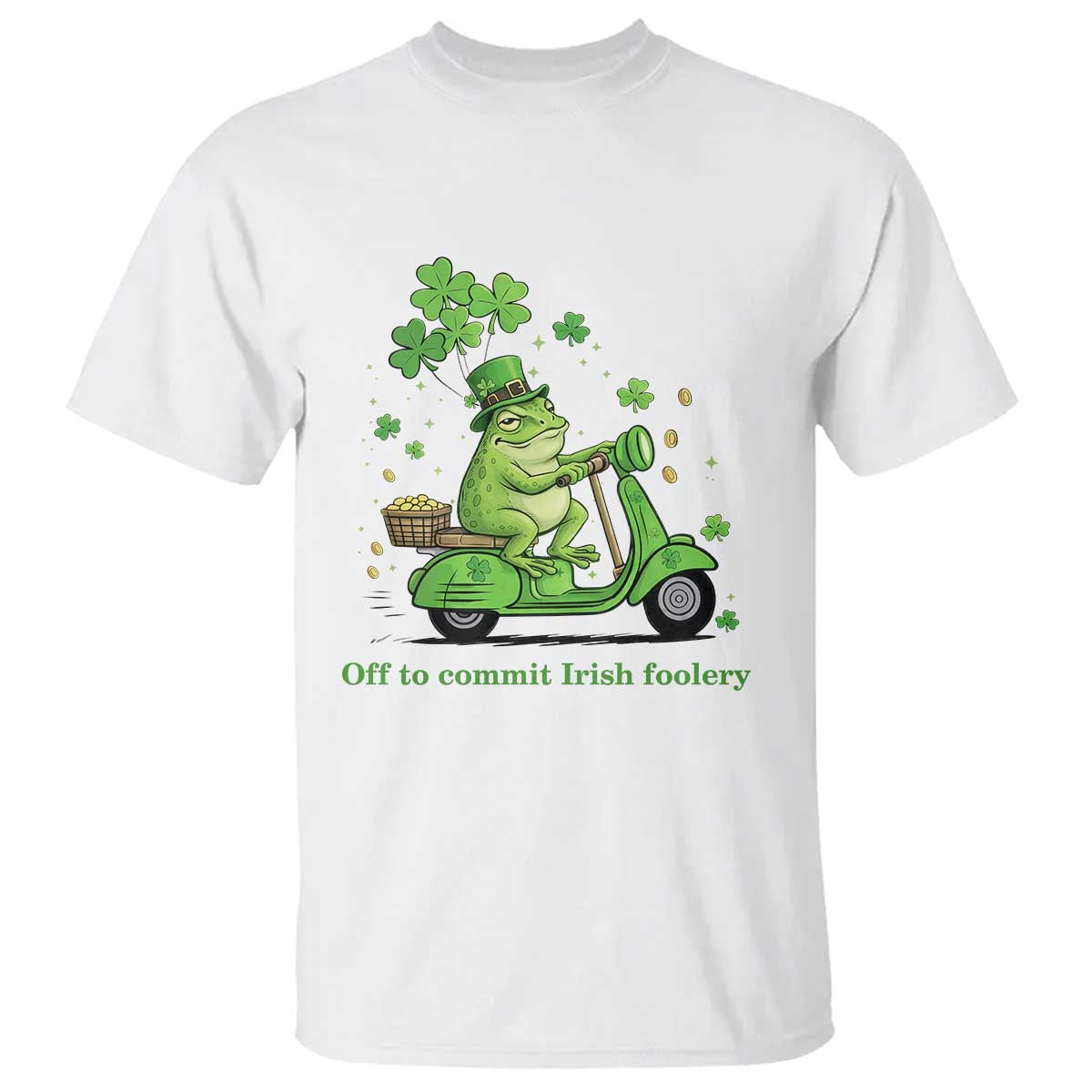 Funny Irish Frog Off To Commit Foolery T Shirt St Patricks Day Gift