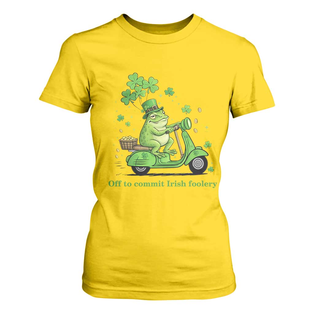 Funny Irish Frog Off To Commit Foolery T Shirt For Women St Patricks Day Gift TS12 Daisy Print Your Wear