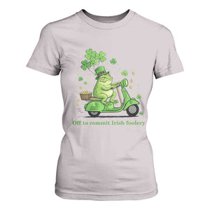 Funny Irish Frog Off To Commit Foolery T Shirt For Women St Patricks Day Gift TS12 Ice Gray Print Your Wear