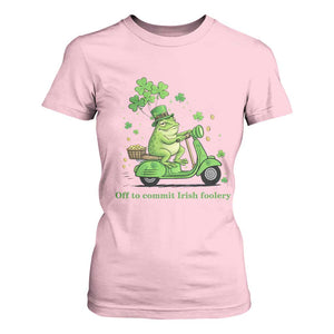 Funny Irish Frog Off To Commit Foolery T Shirt For Women St Patricks Day Gift TS12 Light Pink Print Your Wear