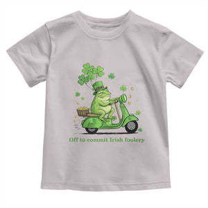 Funny Irish Frog Off To Commit Foolery Toddler T Shirt St Patricks Day Gift TS12 Ice Gray Print Your Wear