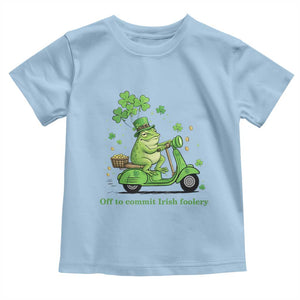 Funny Irish Frog Off To Commit Foolery Toddler T Shirt St Patricks Day Gift TS12 Light Blue Print Your Wear