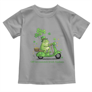 Funny Irish Frog Off To Commit Foolery Toddler T Shirt St Patricks Day Gift TS12 Sport Gray Print Your Wear