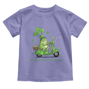 Funny Irish Frog Off To Commit Foolery Toddler T Shirt St Patricks Day Gift TS12 Violet Print Your Wear