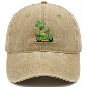 Funny Irish Frog Off To Commit Foolery Washed Cotton Baseball Cap St Patricks Day Gift TS12 Print Your Wear